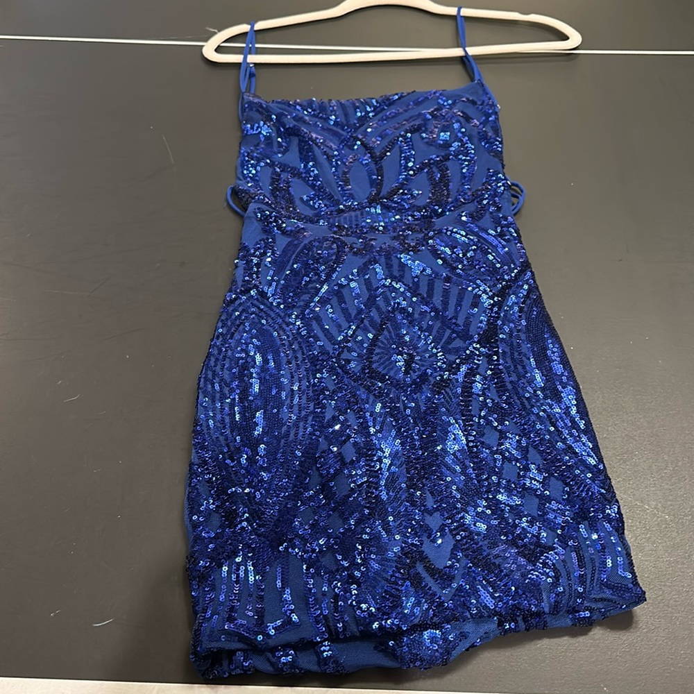Royal blue rhinestone dress